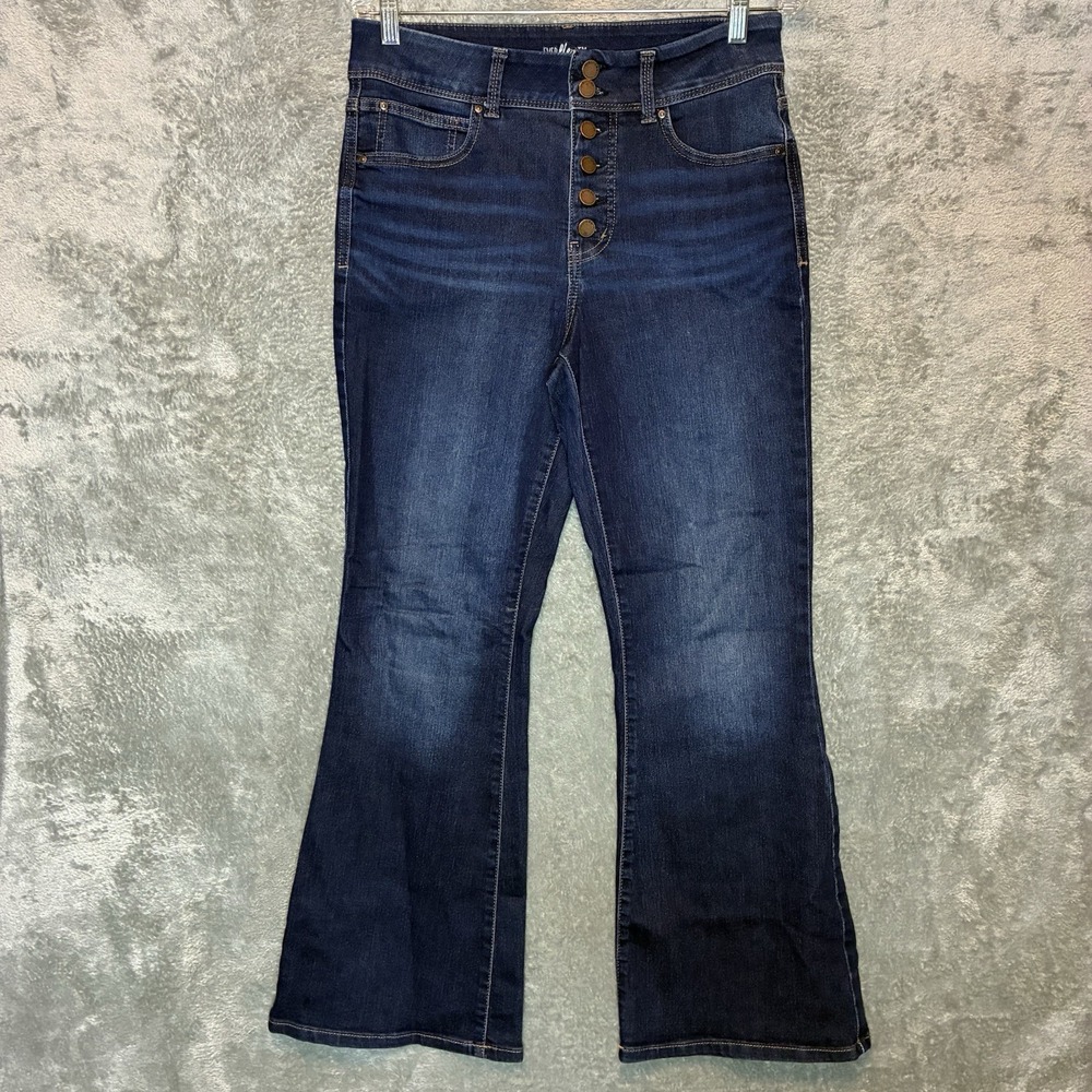 Maurices Women Flex High Rise Flared Jean 10 SHORT Button Fly Western Country
